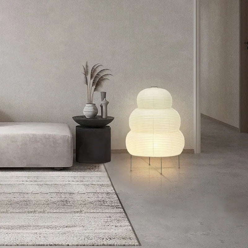 SabiGlow – Artistic Wabi‑Sabi Rice‑Paper Floor Lamp with Adjustable Form