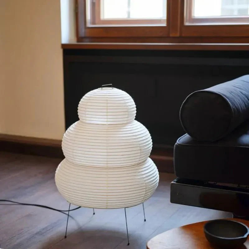SabiGlow – Artistic Wabi‑Sabi Rice‑Paper Floor Lamp with Adjustable Form