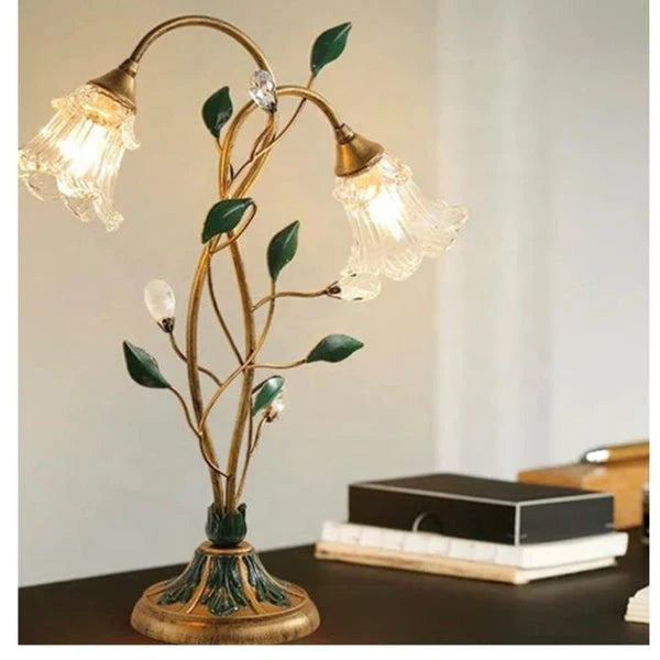 French Glass Flower Table Lamp
