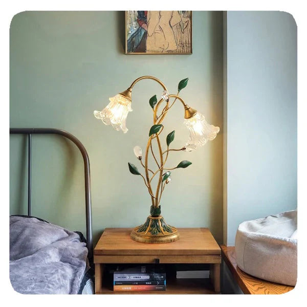 French Glass Flower Table Lamp