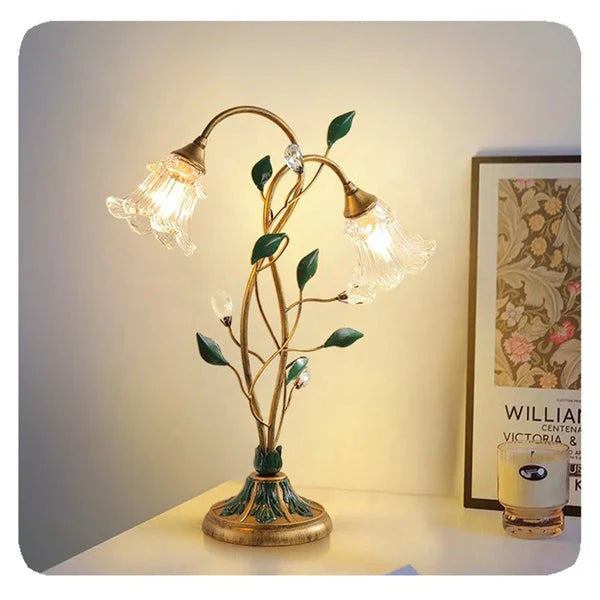 French Glass Flower Table Lamp