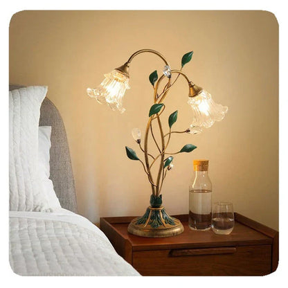 French Glass Flower Table Lamp